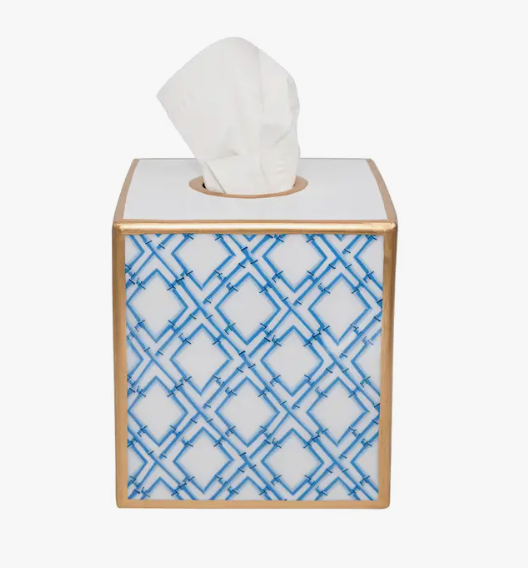 Cane Enameled Tissue Box Cover
