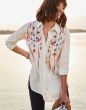 Load image into Gallery viewer, Ada Linen Tunic Oyster Factory Field Flowers Embroidery