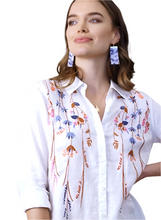 Load image into Gallery viewer, Ada Linen Tunic Oyster Factory Field Flowers Embroidery