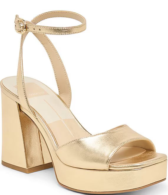 Dolce Vita Felica Metallic Leather Platform Sandals