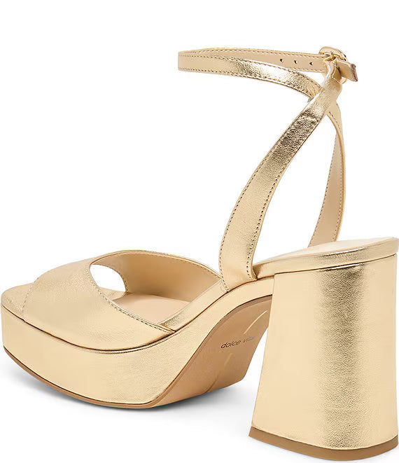 Dolce Vita Felica Metallic Leather Platform Sandals