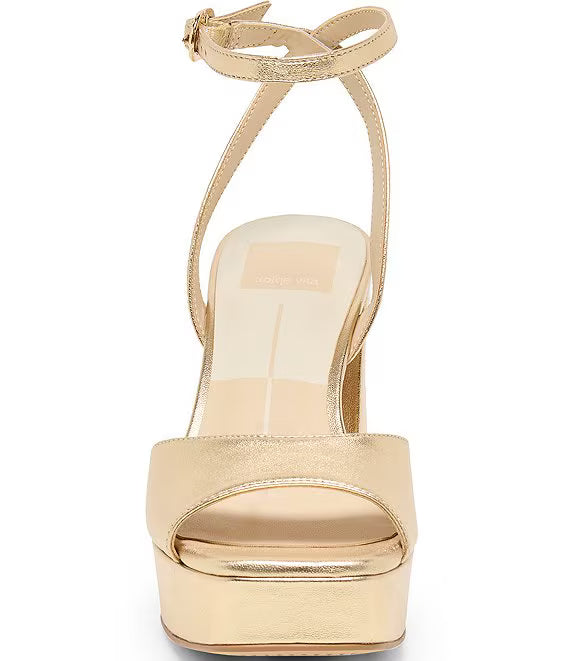 Dolce Vita Felica Metallic Leather Platform Sandals