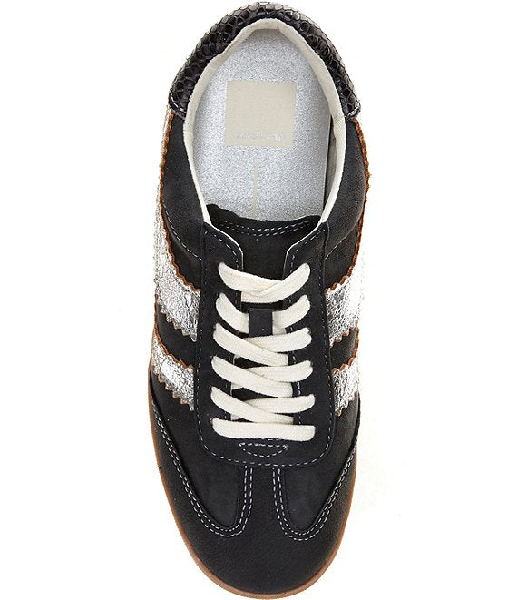 Dolce Vita Merit Anthracite Embossed Leather Gum Sole Sneakers
