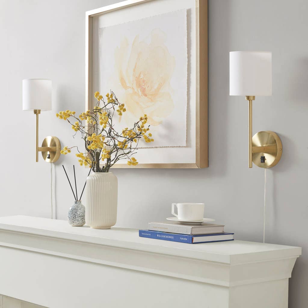 [Set of 2] Wall Light Sconce, Gold Base