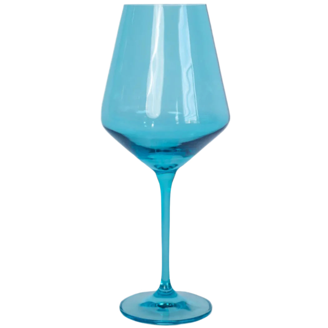 Estelle Colored Glass Ocean Blue Wine Stemware