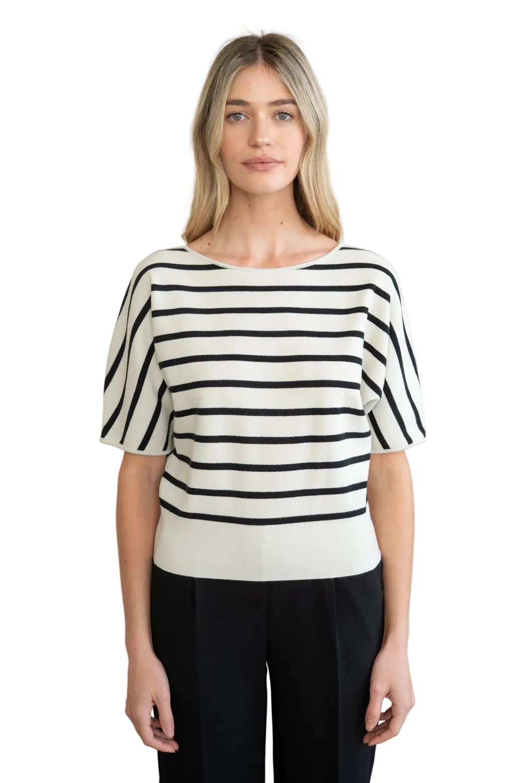 Ivory Striped Knit Top