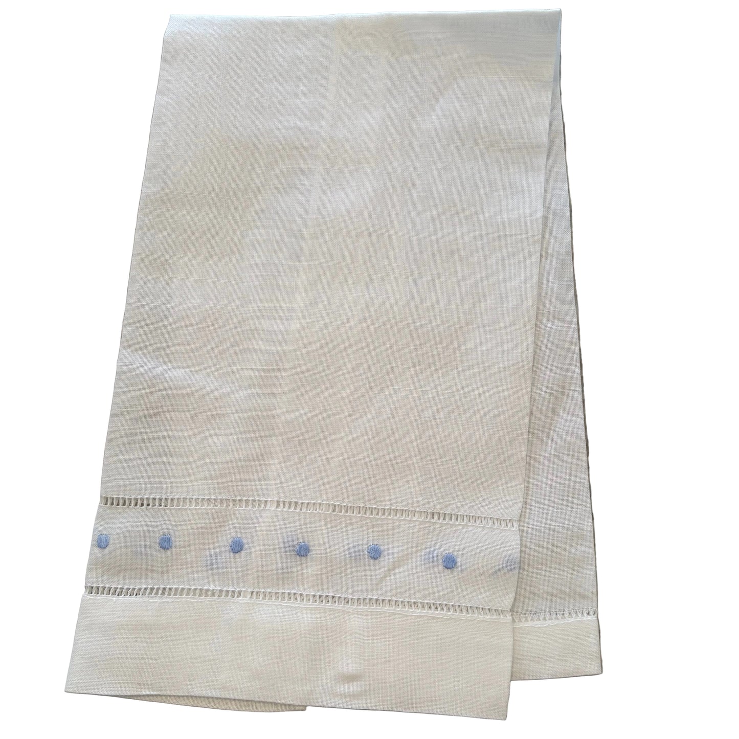 Linen Blue Dot Embroidered Guest Towel
