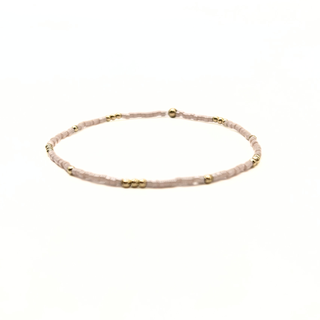 2mm Newport PALEST PINK + Gold Filled Waterproof Bracelet