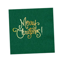 Load image into Gallery viewer, Napkins - Merry Christmas (4 colors): Festive Green
