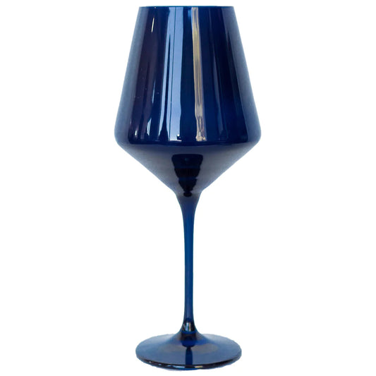 Estelle Colored Glass Midnight Blue Wine Stemware