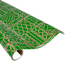 Load image into Gallery viewer, Bamboo Screen Green &amp; Gold Gift Wrap Roll

