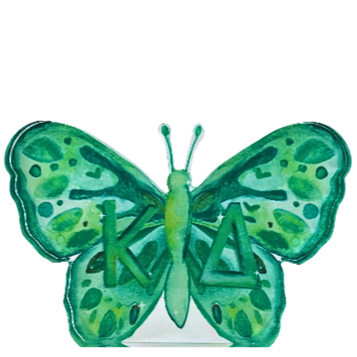 Green butterfly with a white background