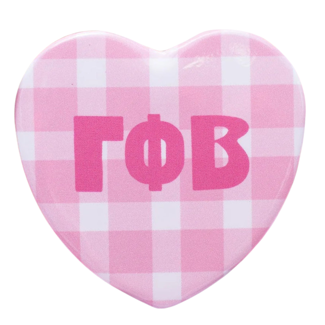 Sorority Gingham Heart Button