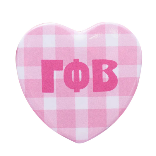 Sorority Gingham Heart Button