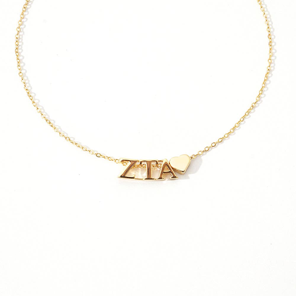 Sorority Greek Letters Heart Necklace
