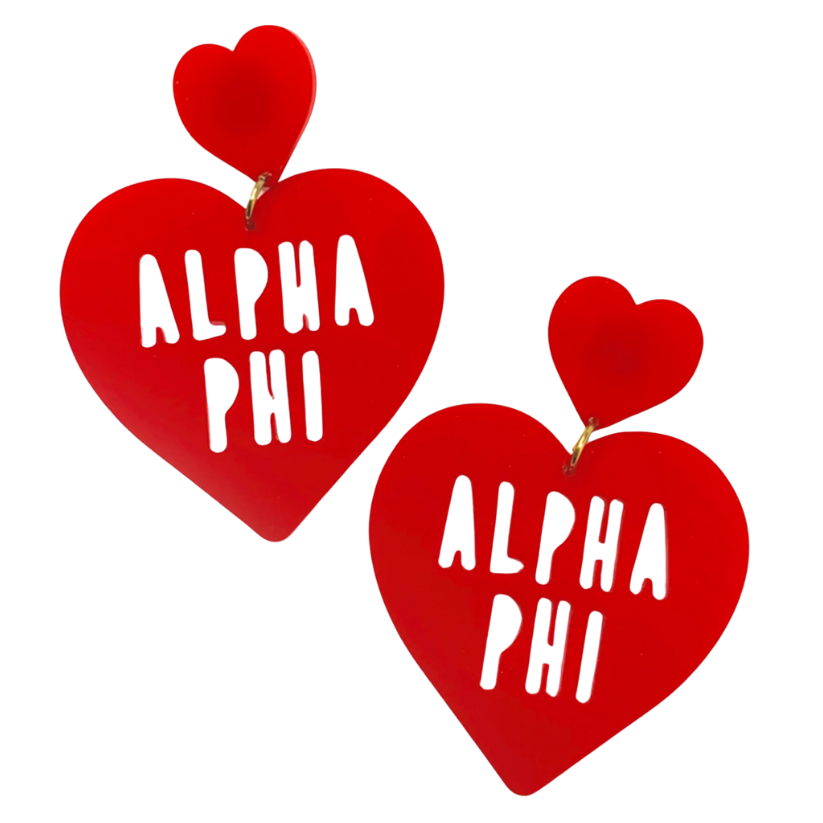 Sorority Heart Shaped Earrings