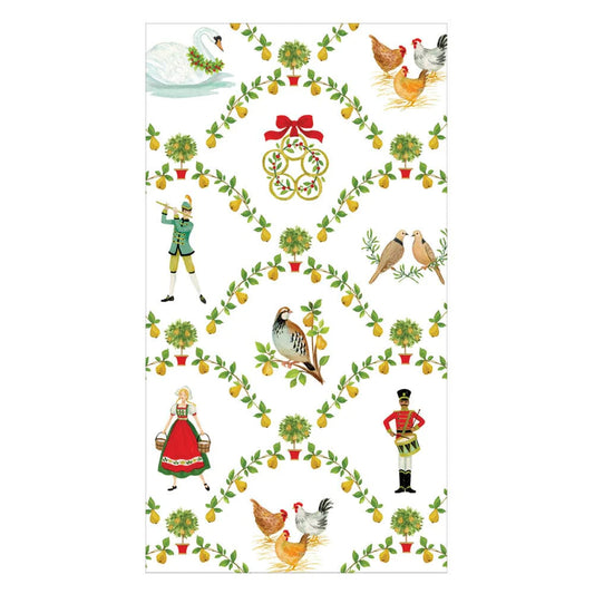 Caspari On The Twelfth Day Guest Towels