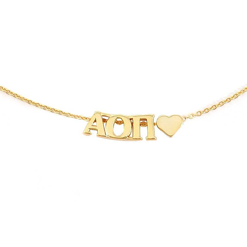 Sorority Greek Letters Heart Necklace