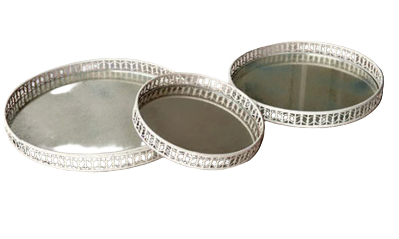 Round Mirrored Trivet Tray