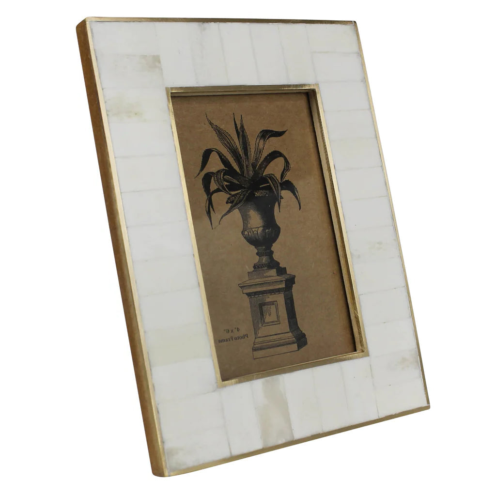 White Frame, Bone with Brass 4x6
