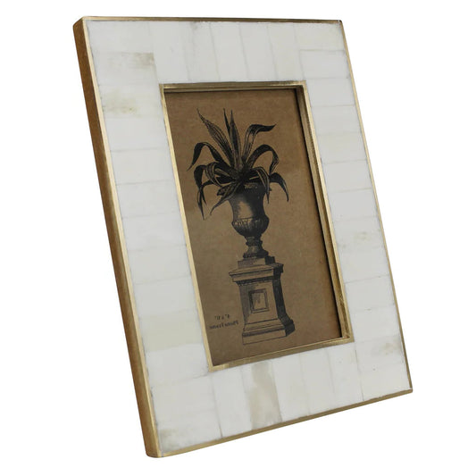 White Frame, Bone with Brass 4x6