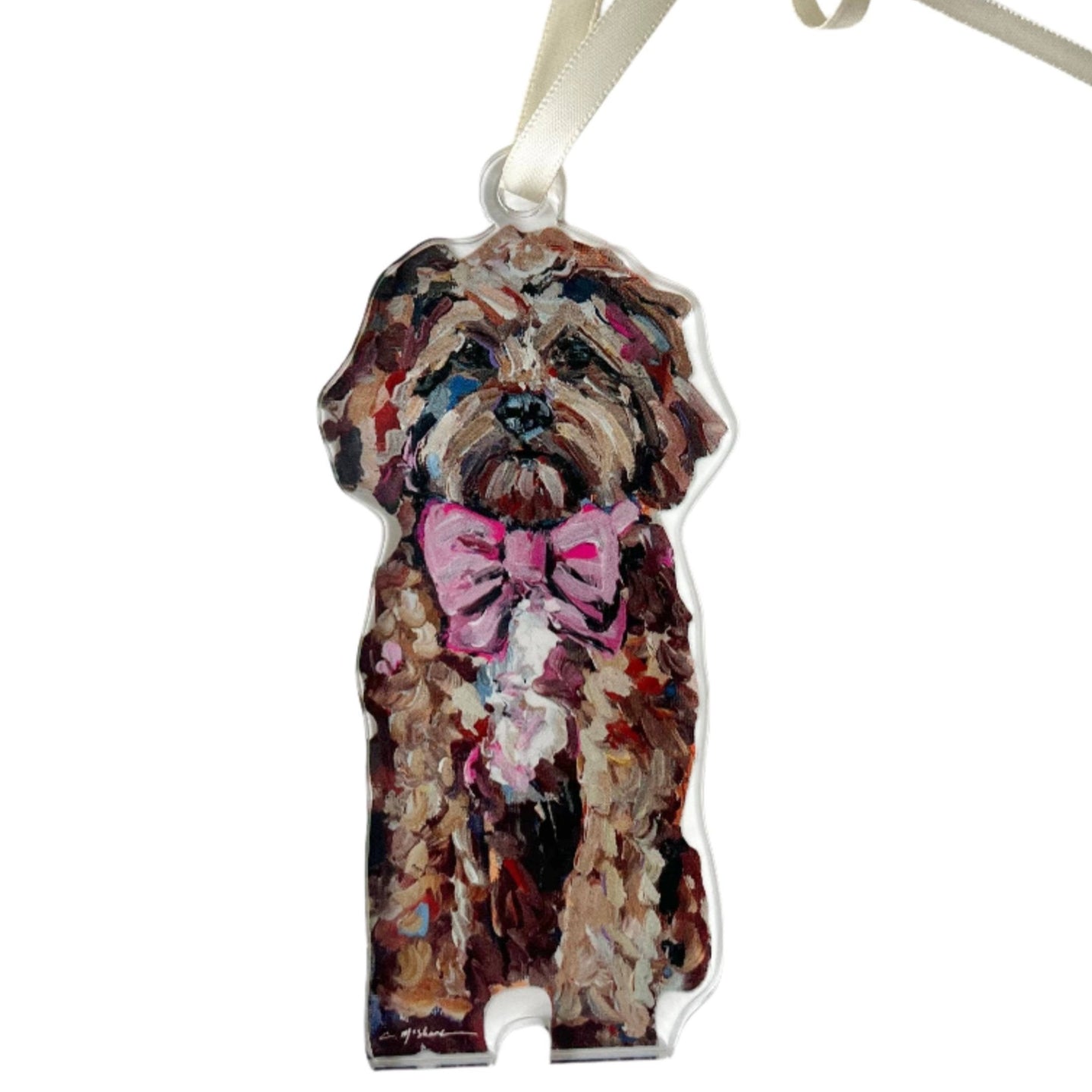 Acrylic Ornament: Cavapoo Red