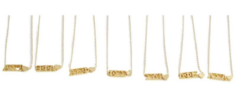 Sorority Greek Letters Heart Necklace