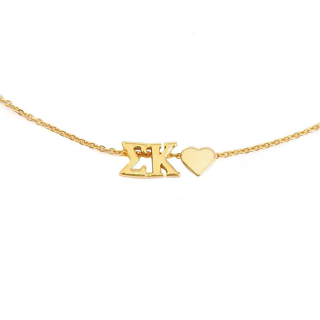 Sorority Greek Letters Heart Necklace