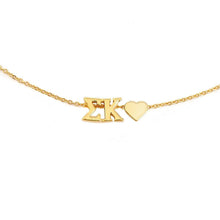 Load image into Gallery viewer, I Love My Sorority: Greek Letters Heart Necklace
