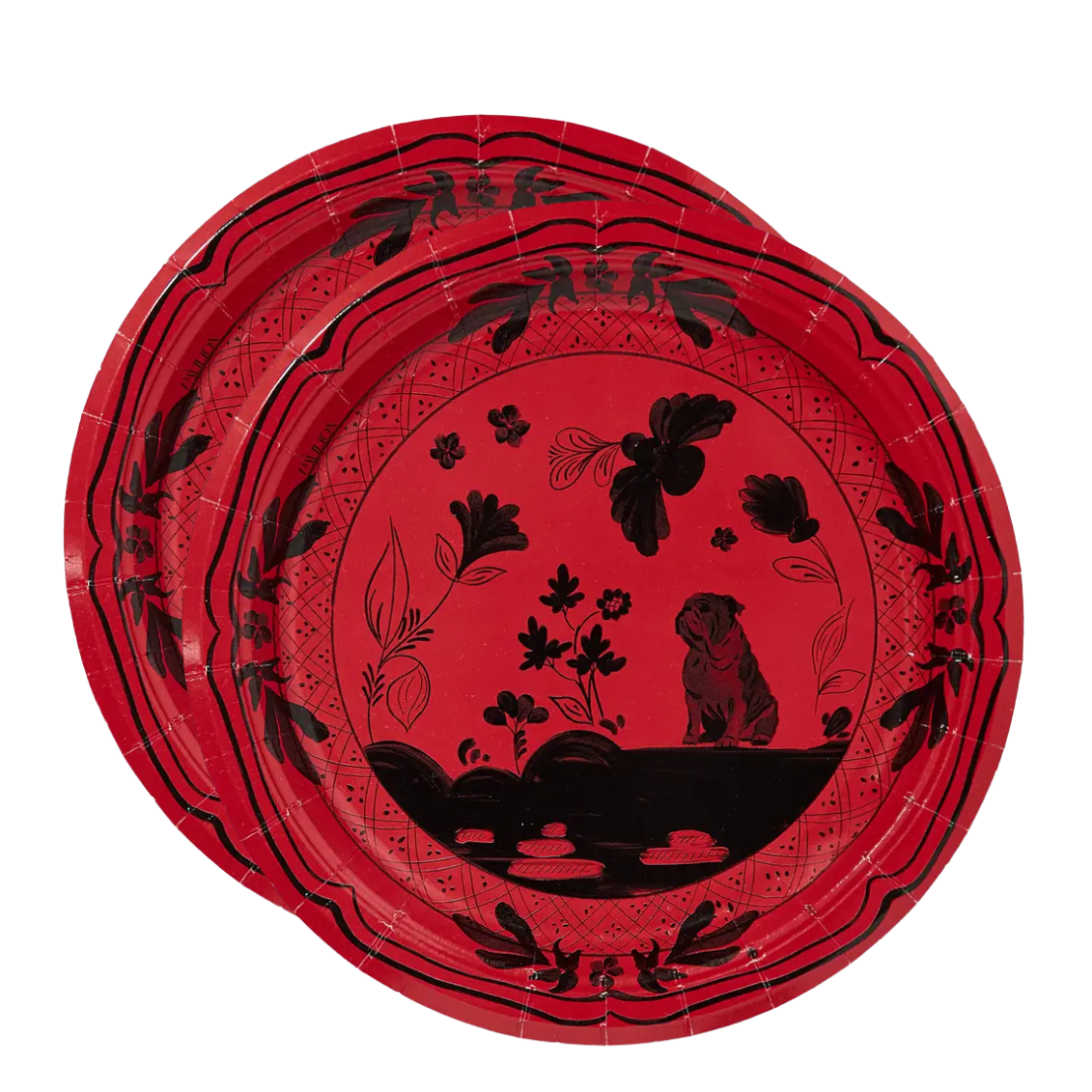 Bulldog Red and Black Paper Plates