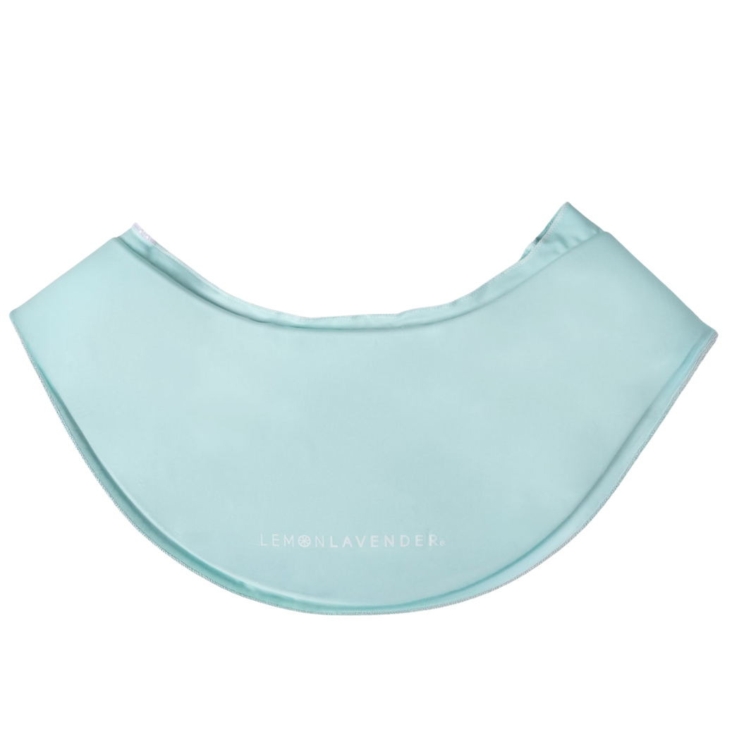 A light mint green curved neck wrap with a subtle white printed brand name 'LEMBILAVENDER' near the bottom center, displayed on a solid white background.