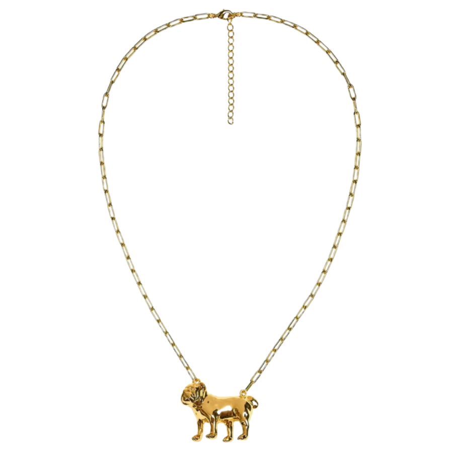 Bulldog Gold Charm Paperclip Chain Necklace