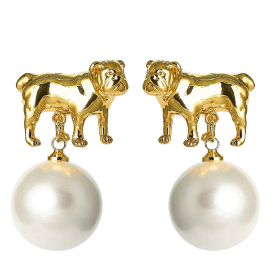 Bulldog + Pearl Stud Earring