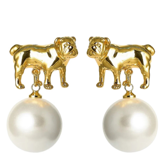 Bulldog + Pearl Stud Earring