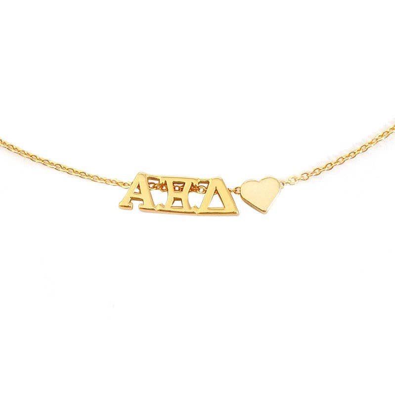 Sorority Greek Letters Heart Necklace