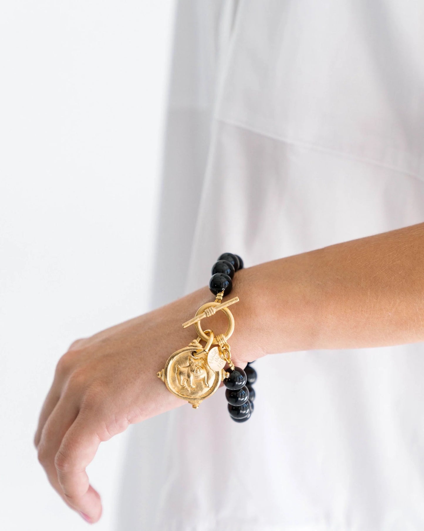 Susan Shaw Bulldog Onyx Bracelet