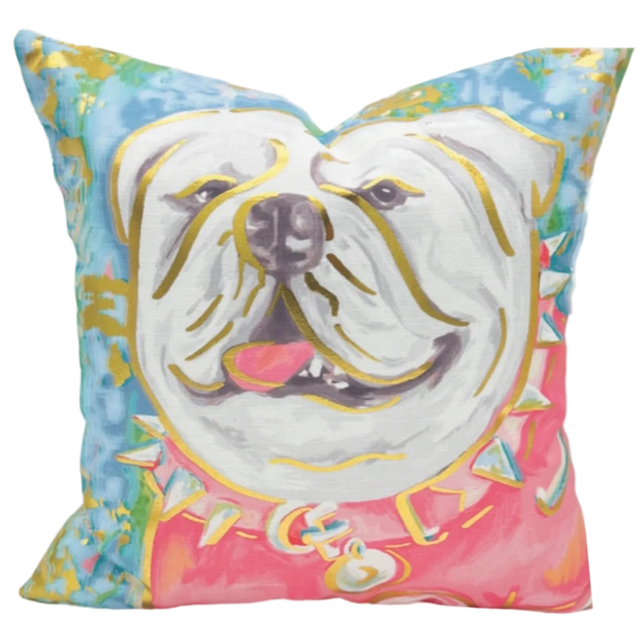 Bulldog Pillow Pastel with Gold Foil Accents