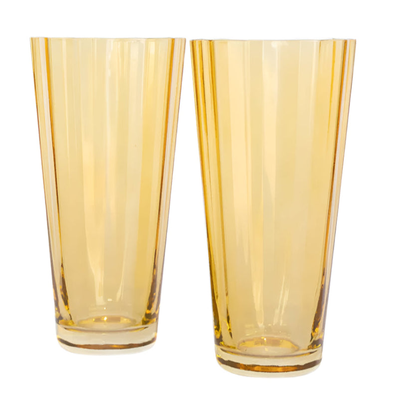 Estelle Colored Glass Yellow Sunday High Balls - Set of 2