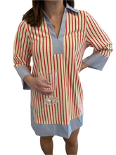 Load image into Gallery viewer, Red Striped Dress with Powder Blue banding
