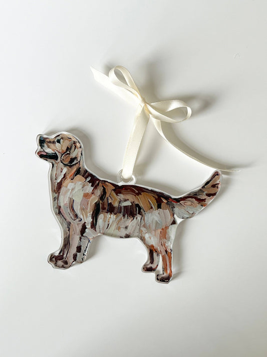 Acrylic Ornament: Golden Retriever Dark
