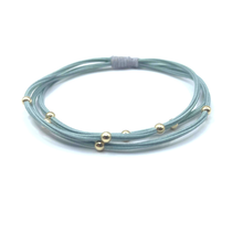 Load image into Gallery viewer, Single Water Pony 3mm Gold Waterproof Hair Band in Light Green &amp; Gray (#S15)
