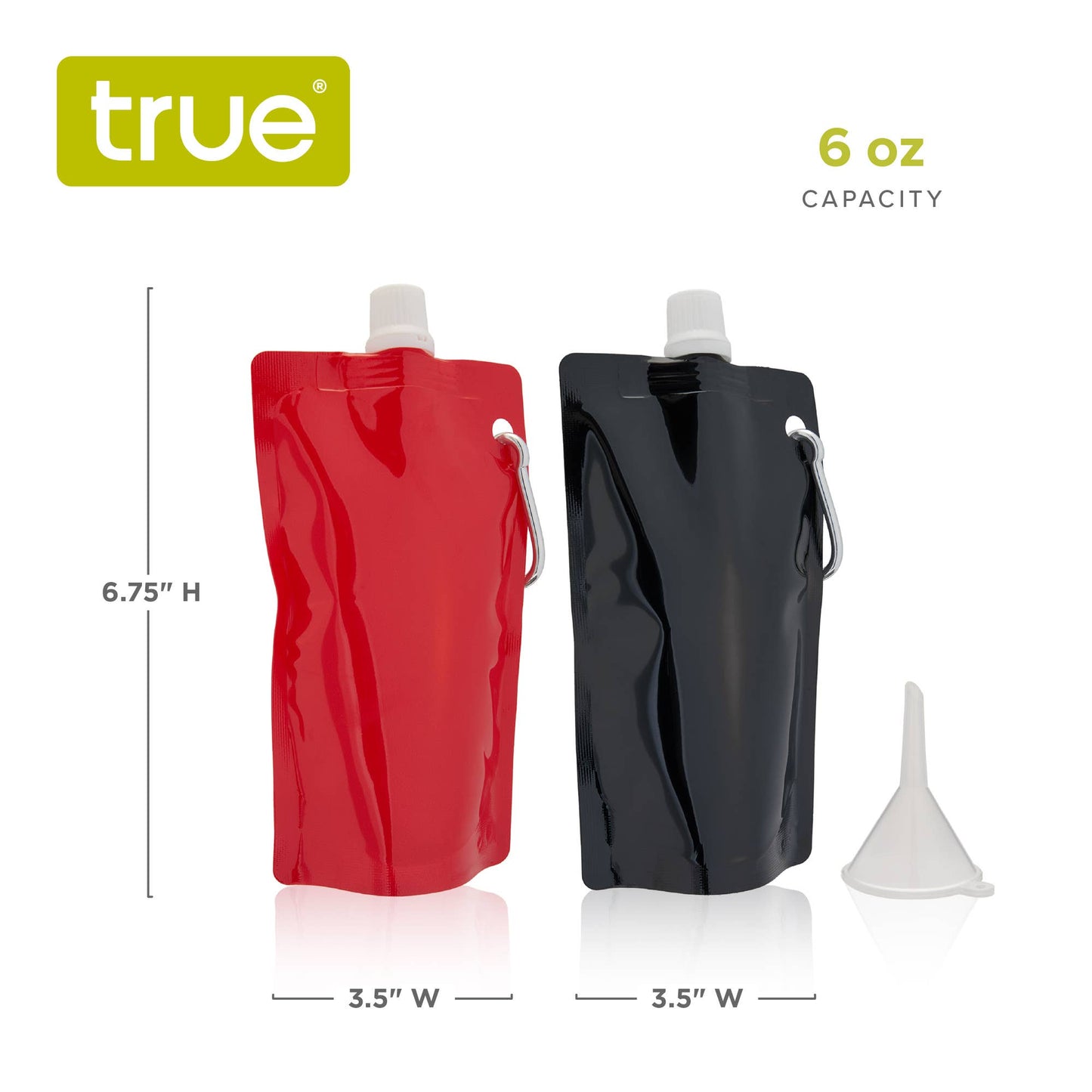 Smuggle Flexible Plastic Pouch Flasks w/Carabiners -Set of 2