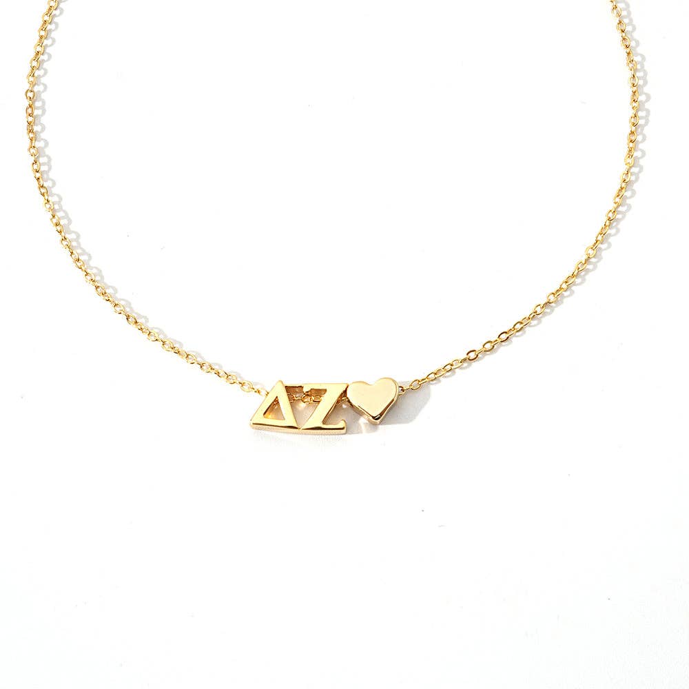 Sorority Greek Letters Heart Necklace