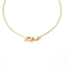 Load image into Gallery viewer, I Love My Sorority: Greek Letters Heart Necklace
