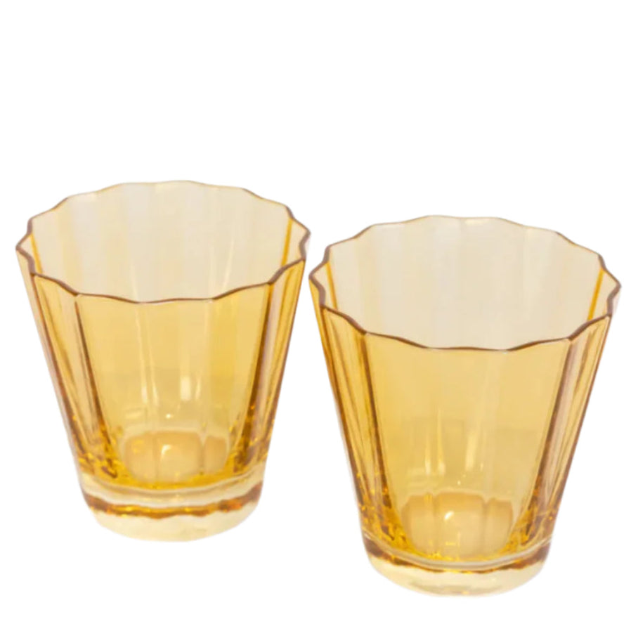 Estelle Colored Glass Yellow Sunday Low Balls - Set of 2