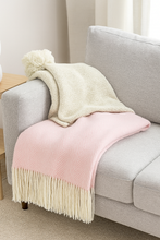 Load image into Gallery viewer, Pink Herringbone Fringed 50x60 Inch Throw Blanket
