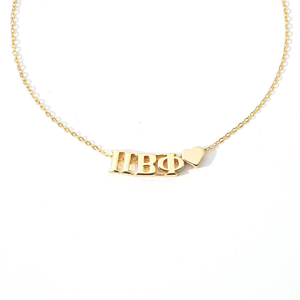 Sorority Greek Letters Heart Necklace