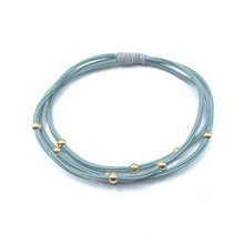 Load image into Gallery viewer, Single Water Pony 3mm Gold Waterproof Hair Band in Light Green &amp; Gray (#S15)
