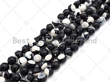 Load image into Gallery viewer, Natural Black White Fire Agate Round Faceted Beads, 8mm/10mm
