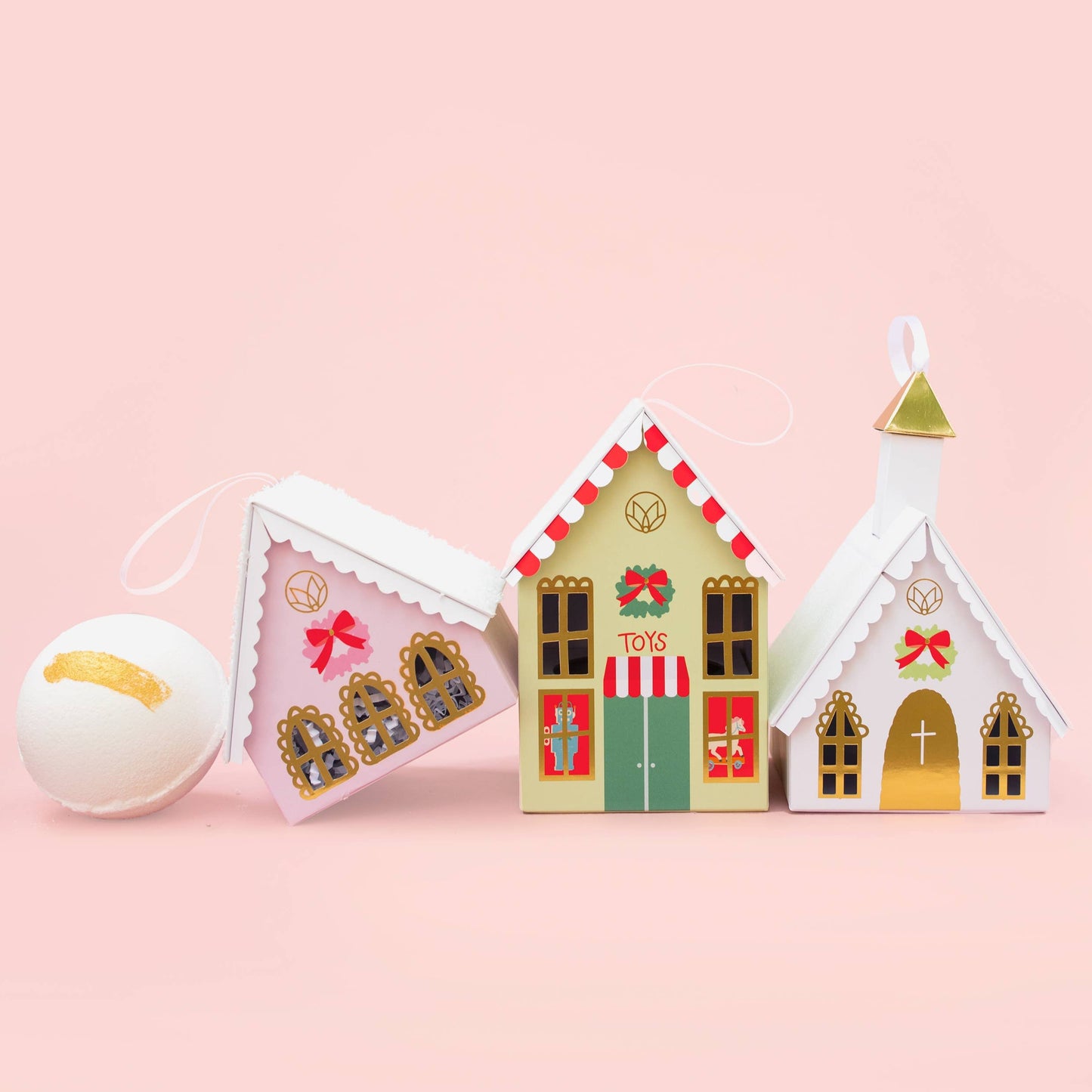 Christmas Village Pink House Bath Balm